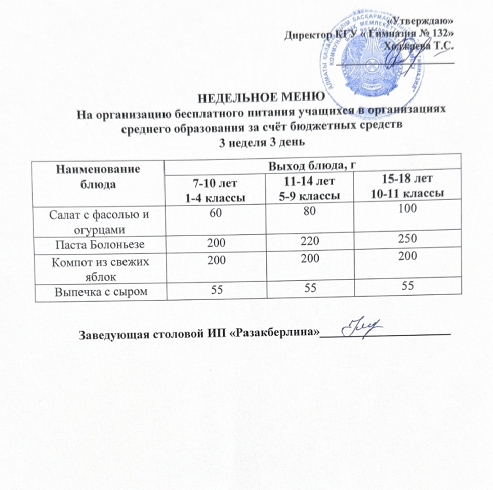 Ас мәзірі 3 апта 3 күн