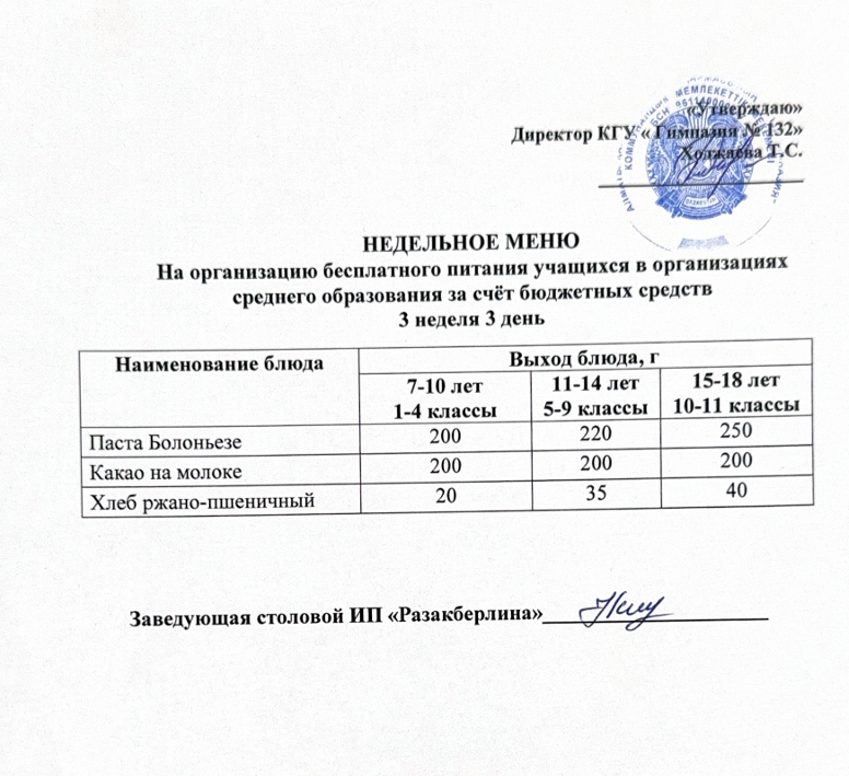 Ас мәзірі 3 апта 3 күн